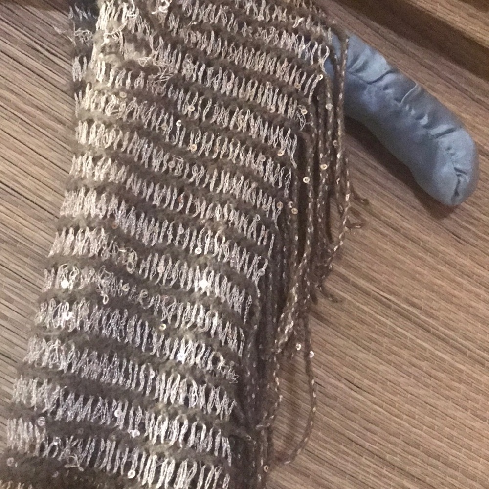 Long gold sparkly scarf/ taupe& gold🌸womens🌸